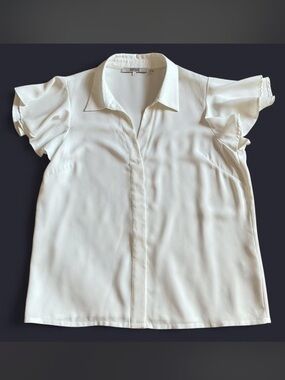BADGLEY MISCHKA White Ruffle Sleeve Blouse